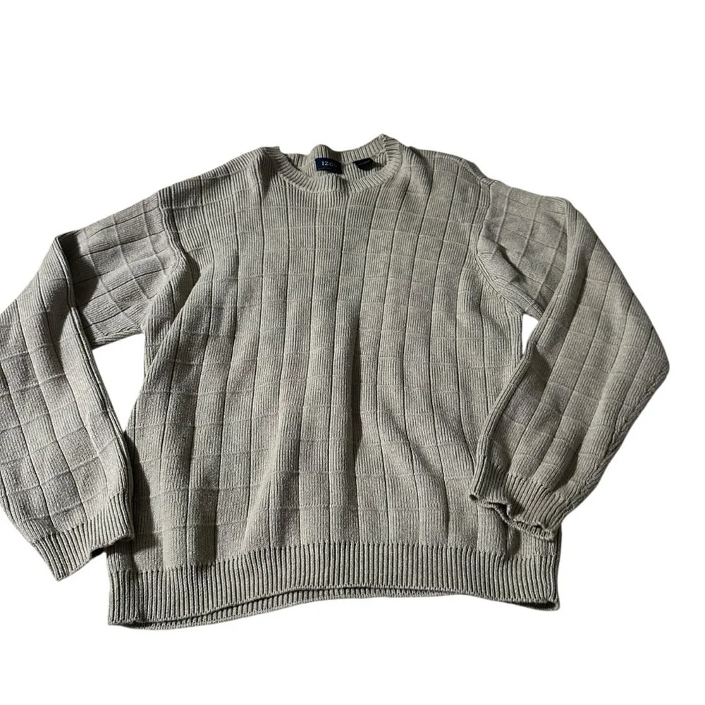 Izod Men's Ribbed Crewneck Sweater - Light Gray